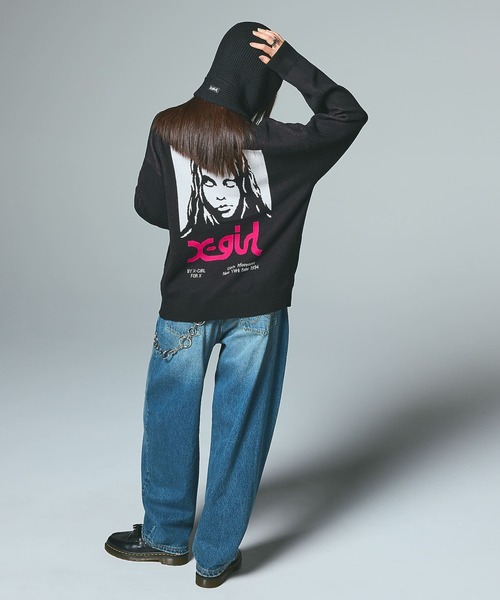 X-girl（エックスガール）の「BARREL FIT EASY DENIM PANTS（デニムパンツ・レディース・ブラック/インディゴブルー・S/M）」の11枚目の写真