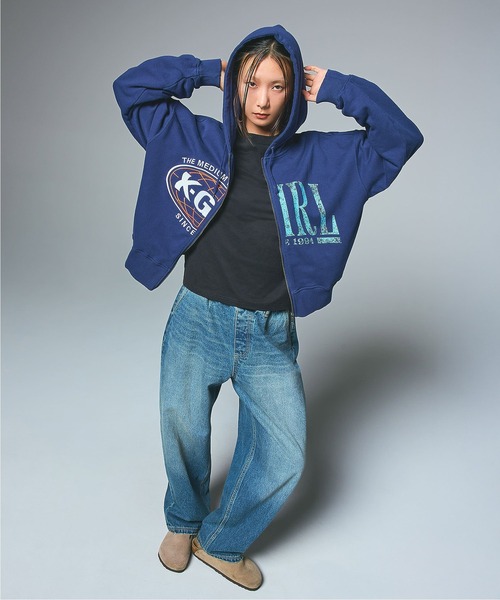 X-girl（エックスガール）の「BARREL FIT EASY DENIM PANTS（デニムパンツ・レディース・ブラック/インディゴブルー・S/M）」の12枚目の写真