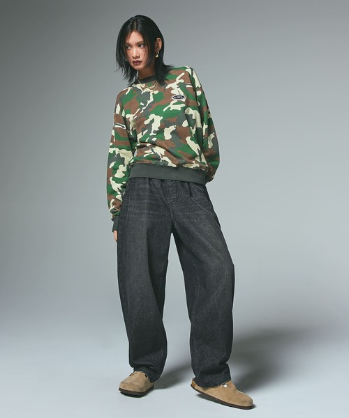 X-girl（エックスガール）の「BARREL FIT EASY DENIM PANTS（デニムパンツ・レディース・ブラック/インディゴブルー・S/M）」の14枚目の写真