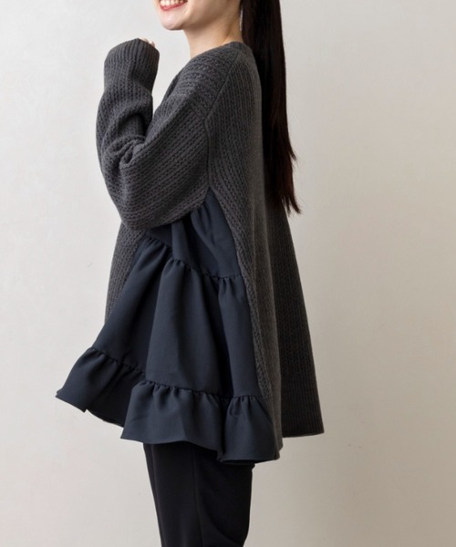 SONO/ソーノ】サイドティアードチュニックニットプルオーバー（ニット