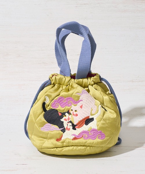 HOUSTON(ヒューストン)の「【HOUSTON / ヒューストン】QUILTING SATIN BAG / キルティングサテン巾着バッグ(ショルダーバッグ・レディース・グリーン/イエロー/ピンク・FREE)」の8枚目の写真