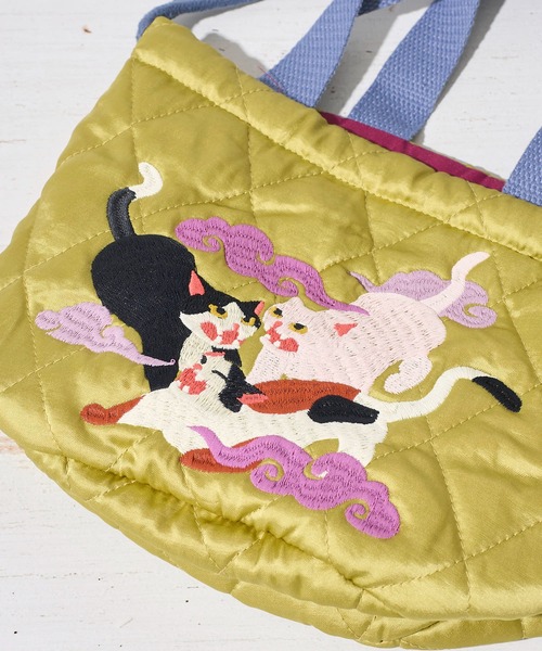 HOUSTON(ヒューストン)の「【HOUSTON / ヒューストン】QUILTING SATIN BAG / キルティングサテン巾着バッグ(ショルダーバッグ・レディース・グリーン/イエロー/ピンク・FREE)」の13枚目の写真