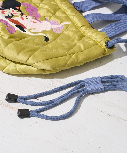 HOUSTON(ヒューストン)の「【HOUSTON / ヒューストン】QUILTING SATIN BAG / キルティングサテン巾着バッグ(ショルダーバッグ・レディース・グリーン/イエロー/ピンク・FREE)」の14枚目の写真