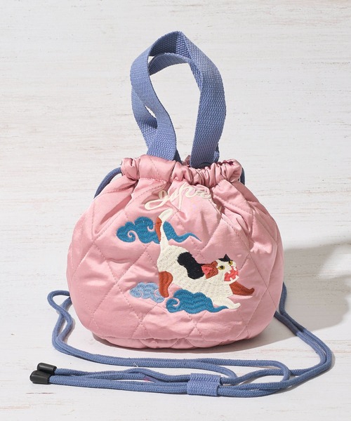 HOUSTON(ヒューストン)の「【HOUSTON / ヒューストン】QUILTING SATIN BAG / キルティングサテン巾着バッグ(ショルダーバッグ・レディース・グリーン/イエロー/ピンク・FREE)」の9枚目の写真
