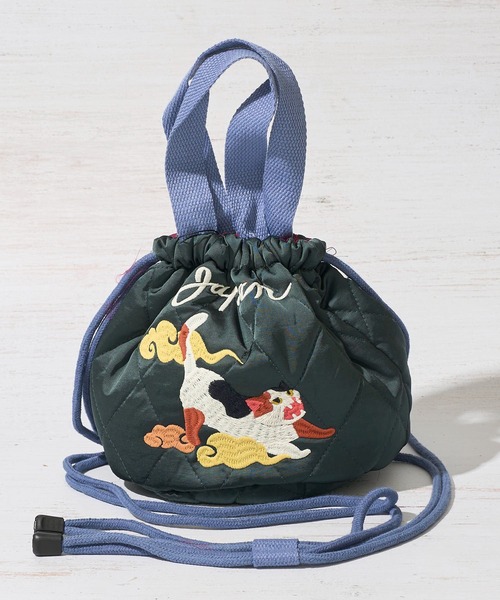 HOUSTON(ヒューストン)の「【HOUSTON / ヒューストン】QUILTING SATIN BAG / キルティングサテン巾着バッグ(ショルダーバッグ・レディース・グリーン/イエロー/ピンク・FREE)」の5枚目の写真