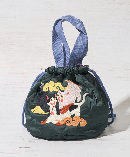 HOUSTON(ヒューストン)の「【HOUSTON / ヒューストン】QUILTING SATIN BAG / キルティングサテン巾着バッグ(ショルダーバッグ・レディース・グリーン/イエロー/ピンク・FREE)」の6枚目の写真
