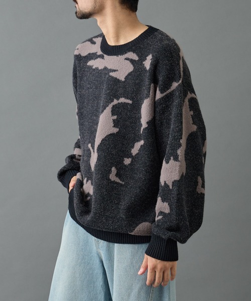 COLONY 2139（コロニートゥーワンスリーナイン）の「マップエンボスジャガードニット（ニット/セーター・メンズ・グレー/ブラック/ネイビー・MEDIUM/LARGE）」の5枚目の写真