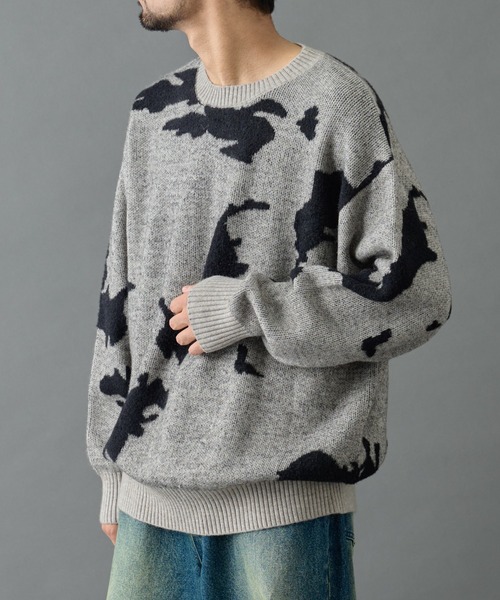 COLONY 2139（コロニートゥーワンスリーナイン）の「マップエンボスジャガードニット（ニット/セーター・メンズ・グレー/ブラック/ネイビー・MEDIUM/LARGE）」の8枚目の写真