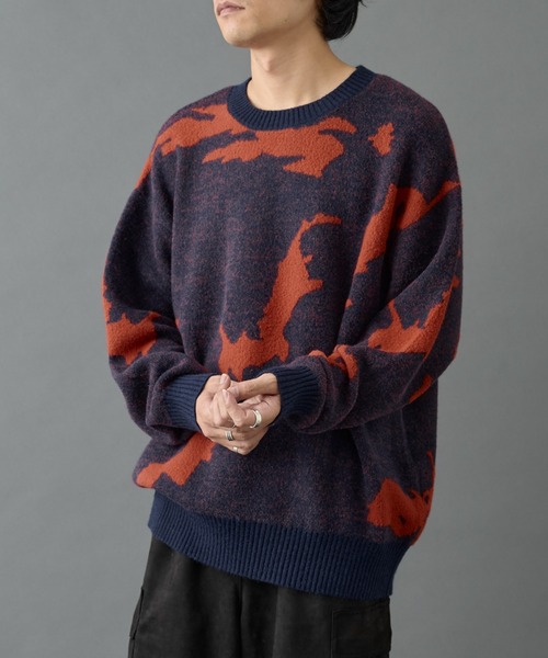 COLONY 2139（コロニートゥーワンスリーナイン）の「マップエンボスジャガードニット（ニット/セーター・メンズ・グレー/ブラック/ネイビー・MEDIUM/LARGE）」の12枚目の写真