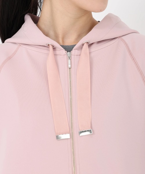 STRAWBERRY-FIELDS（ストロベリーフィールズ）の「アクアスーティングジャージ_ペプラムヘムパーカー（パーカー・レディース・ブラック/ピンク/ベージュ・2）」の7枚目の写真