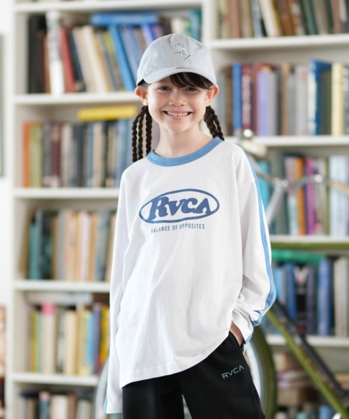 RVCA(ルーカ)の「RVCA/ルーカ CLASSIC BABY FIT LS TEE キッズ 長袖Tシャツ BF046-080(Tシャツ/カットソー・キッズ・ホワイト/ブラック・130cm/140cm/150cm)」の1枚目の写真