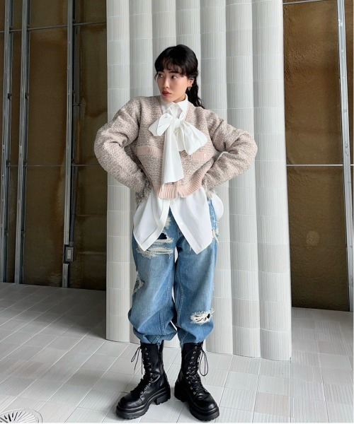 Ameri UND UNEVENNESS TIE BLOUSE ミント Ameri（アメリ）の「UND UNEVENNESS TIE BLOUSE（シャツ/ブラウス