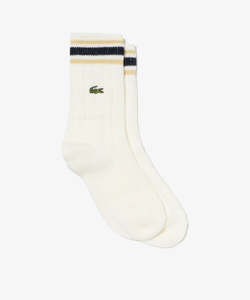 LACOSTE(ラコステ)の「ウィメンズケーブルニットボーダーソックス(ソックス/靴下・レディース・ホワイト/ピンク/ブラック・24.0cm)」の4枚目の写真