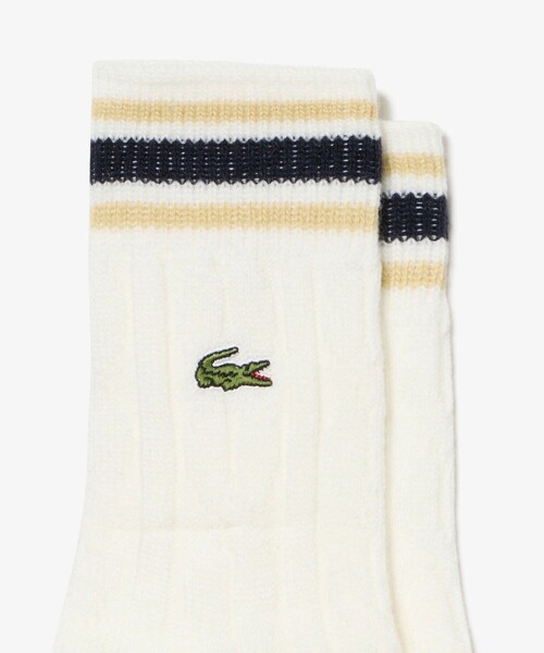 LACOSTE(ラコステ)の「ウィメンズケーブルニットボーダーソックス(ソックス/靴下・レディース・ホワイト/ピンク/ブラック・24.0cm)」の5枚目の写真
