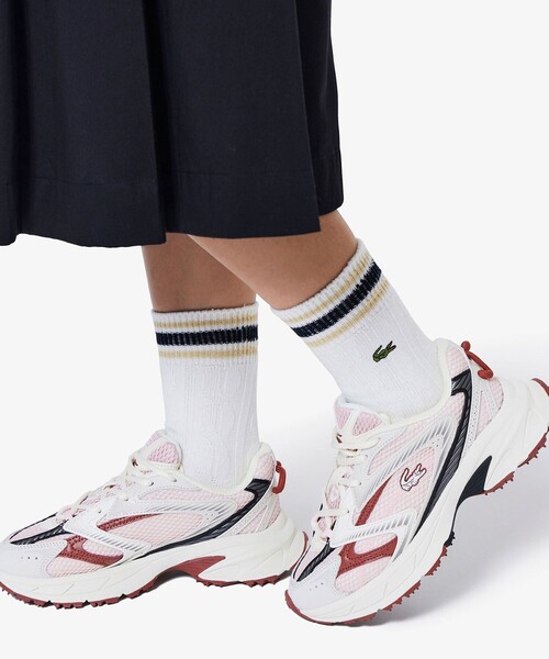 LACOSTE(ラコステ)の「ウィメンズケーブルニットボーダーソックス(ソックス/靴下・レディース・ホワイト/ピンク/ブラック・24.0cm)」の6枚目の写真