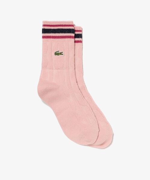 LACOSTE(ラコステ)の「ウィメンズケーブルニットボーダーソックス(ソックス/靴下・レディース・ホワイト/ピンク/ブラック・24.0cm)」の10枚目の写真