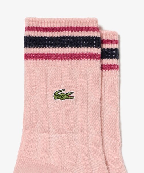 LACOSTE(ラコステ)の「ウィメンズケーブルニットボーダーソックス(ソックス/靴下・レディース・ホワイト/ピンク/ブラック・24.0cm)」の11枚目の写真