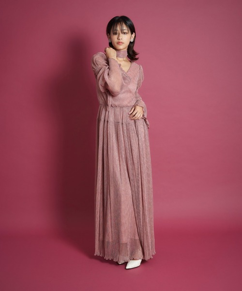 My shawty(マイシャウティー)の「lame pleats dress(ドレス・レディース・ブラック/スモークピンク/シャンパン・SMALL/MEDIUM)」の9枚目の写真