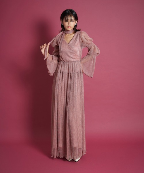 My shawty(マイシャウティー)の「lame pleats dress(ドレス・レディース・ブラック/スモークピンク/シャンパン・SMALL/MEDIUM)」の8枚目の写真