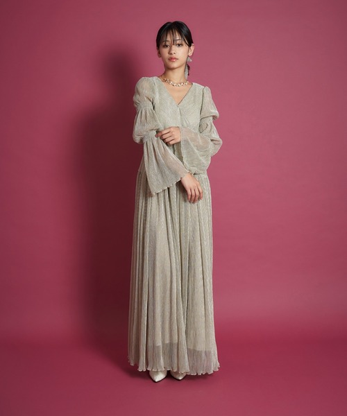 My shawty(マイシャウティー)の「lame pleats dress(ドレス・レディース・ブラック/スモークピンク/シャンパン・SMALL/MEDIUM)」の16枚目の写真