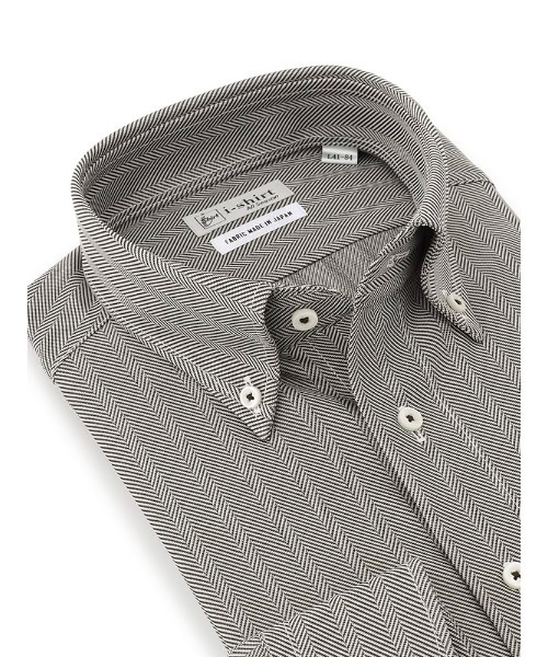 Perfect Suit FActory（パーフェクトスーツファクトリー）の「【完全ノーアイロン】長袖アイシャツ　ヘリンボン柄　ボタンダウン　ベージュ/ブラウン/ネイビー（ビジネスシャツ・メンズ・ベージュ/ネイビー/ブラウン・首回り45cm-裄丈86cm/首回り37cm-裄丈80cm/首回り39cm-裄丈82cm/首回り41cm-裄丈84cm/首回り43cm-裄丈86cm）」の2枚目の写真