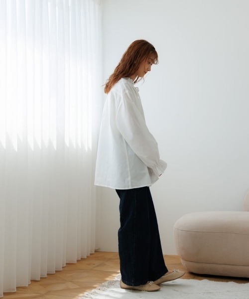 flower（フラワー）の「クラシックフリルブラウス（シャツ/ブラウス・レディース・ホワイト/ブラウン・FREE）」の5枚目の写真