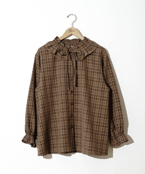 flower（フラワー）の「クラシックフリルブラウス（シャツ/ブラウス・レディース・ホワイト/ブラウン・FREE）」の20枚目の写真