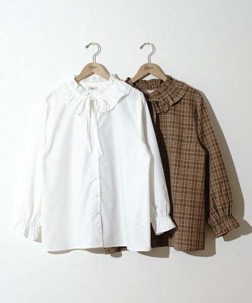 flower（フラワー）の「クラシックフリルブラウス（シャツ/ブラウス・レディース・ホワイト/ブラウン・FREE）」の21枚目の写真