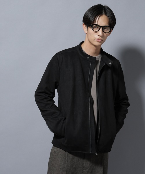 NANO universe(ナノユニバース)の「フェイクスエードシングルライダース(ライダースジャケット・メンズ・ブラウン/ブラック・L/M)」の1枚目の写真