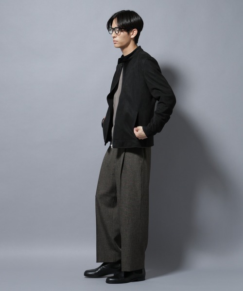 NANO universe(ナノユニバース)の「フェイクスエードシングルライダース(ライダースジャケット・メンズ・ブラウン/ブラック・L/M)」の9枚目の写真