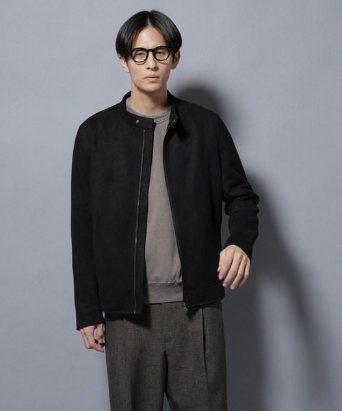 NANO universe(ナノユニバース)の「フェイクスエードシングルライダース(ライダースジャケット・メンズ・ブラウン/ブラック・L/M)」の3枚目の写真