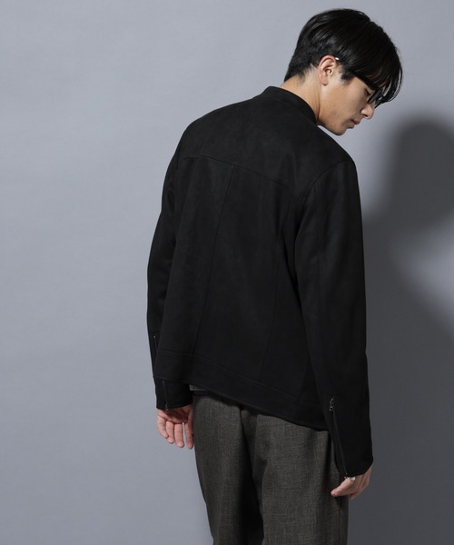 NANO universe(ナノユニバース)の「フェイクスエードシングルライダース(ライダースジャケット・メンズ・ブラウン/ブラック・L/M)」の6枚目の写真