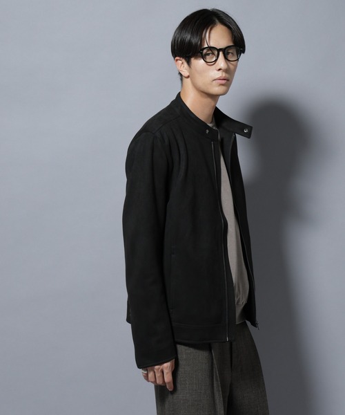 NANO universe(ナノユニバース)の「フェイクスエードシングルライダース(ライダースジャケット・メンズ・ブラウン/ブラック・L/M)」の4枚目の写真