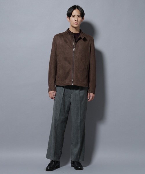 NANO universe(ナノユニバース)の「フェイクスエードシングルライダース(ライダースジャケット・メンズ・ブラウン/ブラック・L/M)」の13枚目の写真