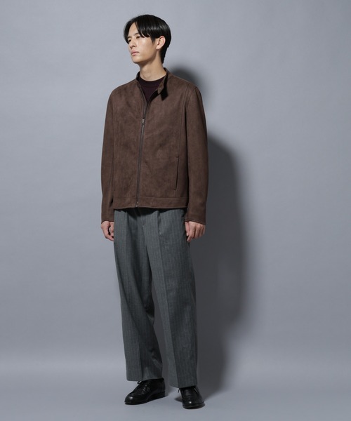 NANO universe(ナノユニバース)の「フェイクスエードシングルライダース(ライダースジャケット・メンズ・ブラウン/ブラック・L/M)」の14枚目の写真