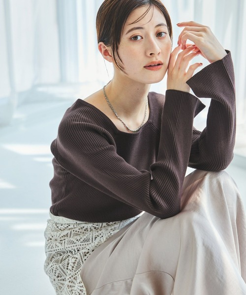 LAKOLE（ラコレ）の「12ゲージリブ2WAYプルオーバー / 575969（ニット/セーター・レディース・ブラウン/ブラック/アイボリー/ブルー/グレー・FREE）」の3枚目の写真