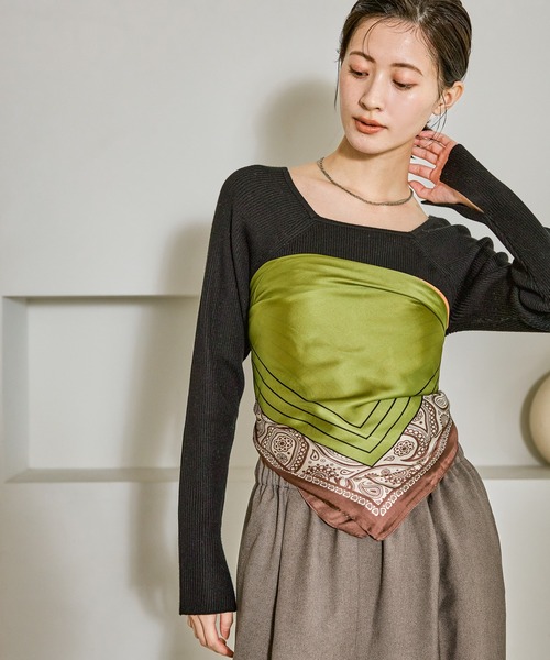 LAKOLE（ラコレ）の「12ゲージリブ2WAYプルオーバー / 575969（ニット/セーター・レディース・ブラウン/ブラック/アイボリー/ブルー/グレー・FREE）」の13枚目の写真