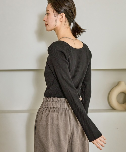 LAKOLE（ラコレ）の「12ゲージリブ2WAYプルオーバー / 575969（ニット/セーター・レディース・ブラウン/ブラック/アイボリー/ブルー/グレー・FREE）」の8枚目の写真