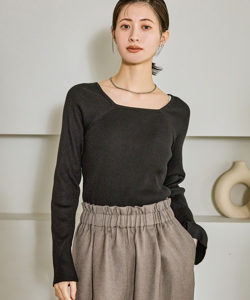 LAKOLE（ラコレ）の「12ゲージリブ2WAYプルオーバー / 575969（ニット/セーター・レディース・ブラウン/ブラック/アイボリー/ブルー/グレー・FREE）」の7枚目の写真