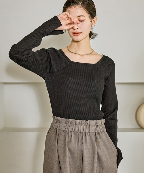 LAKOLE（ラコレ）の「12ゲージリブ2WAYプルオーバー / 575969（ニット/セーター・レディース・ブラウン/ブラック/アイボリー/ブルー/グレー・FREE）」の9枚目の写真