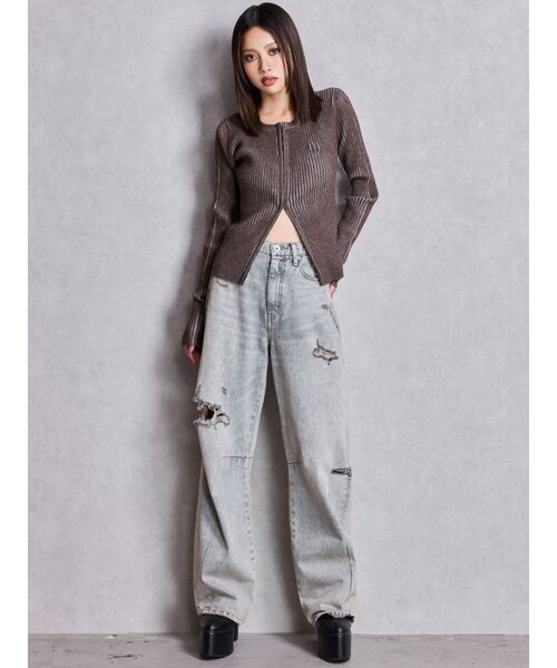 GYDA（ジェイダ）の「GGプレートオープンフロントニットトップス（ニット/セーター・レディース・ブラック/アイボリー/ブラウン・FREE）」の5枚目の写真