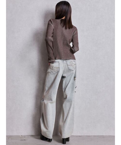 GYDA（ジェイダ）の「GGプレートオープンフロントニットトップス（ニット/セーター・レディース・ブラック/アイボリー/ブラウン・FREE）」の6枚目の写真