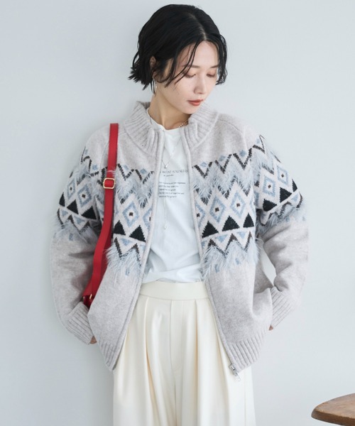 ドゥ アルシーヴ（Doux archives）/ノルディック柄ジャガードニットジャケット Doux archives（ドゥアルシーヴ）の「ノルディック柄ジャガードニット