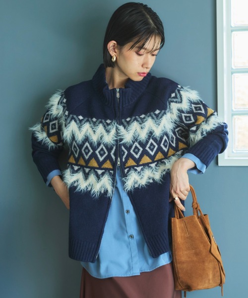 セール】ノルディック柄ジャガードニットジャケット（ニット/セーター