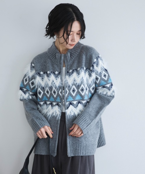 セール】ノルディック柄ジャガードニットジャケット（ニット/セーター
