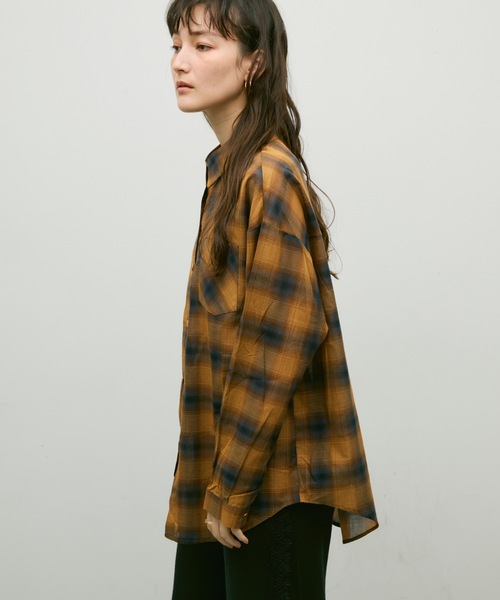 Lutim by u(ルチバイユー)の「Ombre check basic shirt / オンブレーチェックベーシックシャツ(シャツ/ブラウス・レディース・ブラウン/ブラック・FREE)」の3枚目の写真