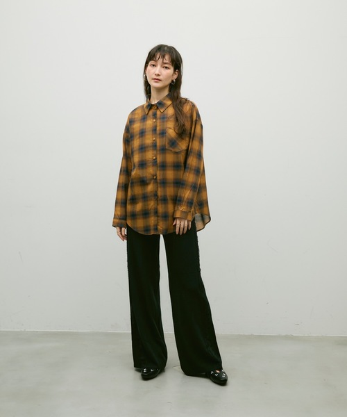 Lutim by u(ルチバイユー)の「Ombre check basic shirt / オンブレーチェックベーシックシャツ(シャツ/ブラウス・レディース・ブラウン/ブラック・FREE)」の5枚目の写真