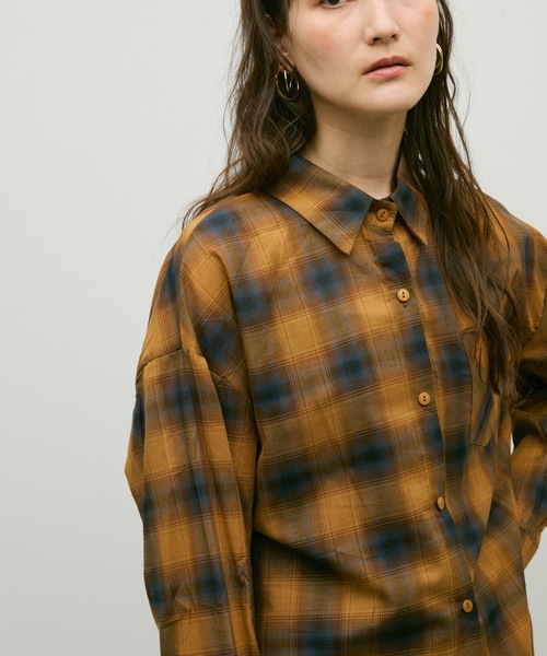 Lutim by u(ルチバイユー)の「Ombre check basic shirt / オンブレーチェックベーシックシャツ(シャツ/ブラウス・レディース・ブラウン/ブラック・FREE)」の9枚目の写真