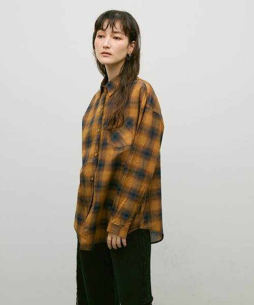 Lutim by u(ルチバイユー)の「Ombre check basic shirt / オンブレーチェックベーシックシャツ(シャツ/ブラウス・レディース・ブラウン/ブラック・FREE)」の11枚目の写真