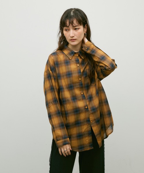 Lutim by u(ルチバイユー)の「Ombre check basic shirt / オンブレーチェックベーシックシャツ(シャツ/ブラウス・レディース・ブラウン/ブラック・FREE)」の12枚目の写真